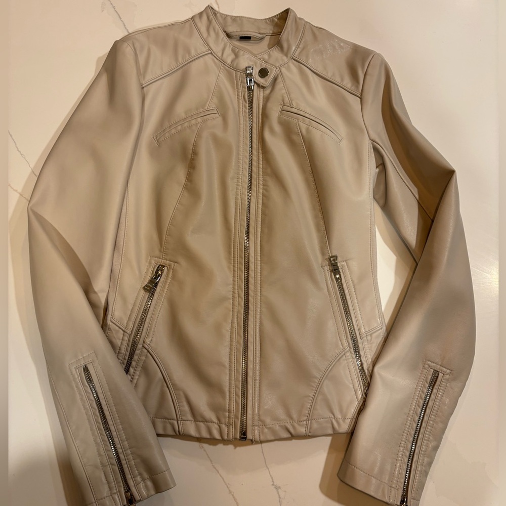 Guess cream leather jacket size XS